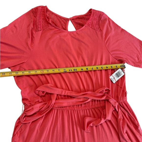 Torrid Coral Supersoft Elbow Sleeve Lace Shoulder Romper Size 2X 18/20 NWT - Picture 11 of 17